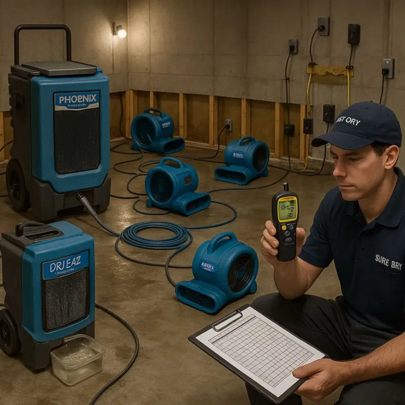Structural Drying and Dehumidification process in Sanbornville, NH
